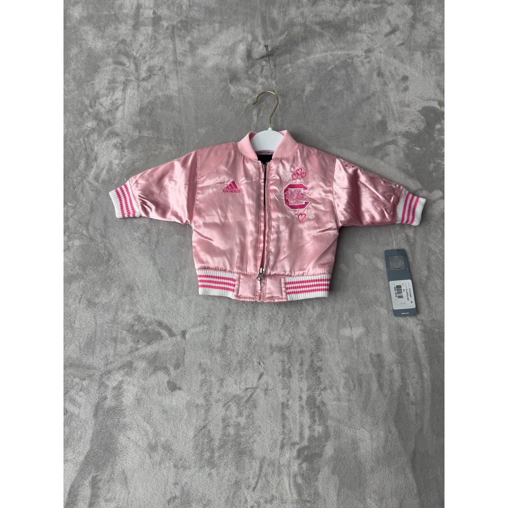 Adidas South Carolina Gamecocks Pink Satin Bomber Jacket Infant 3/6M RQ419VF